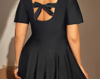 Plus Size Black Swimming Dress