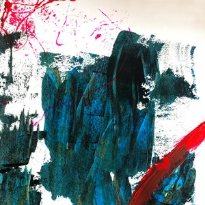 handmade painting/ artwork &quot;red break&quot;; colorful, abstract & unique - original artwork, expressionistic acrylic painting