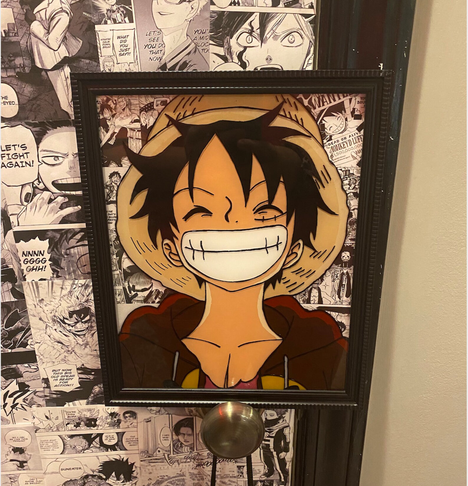 Luffy anime glass painting Etsy