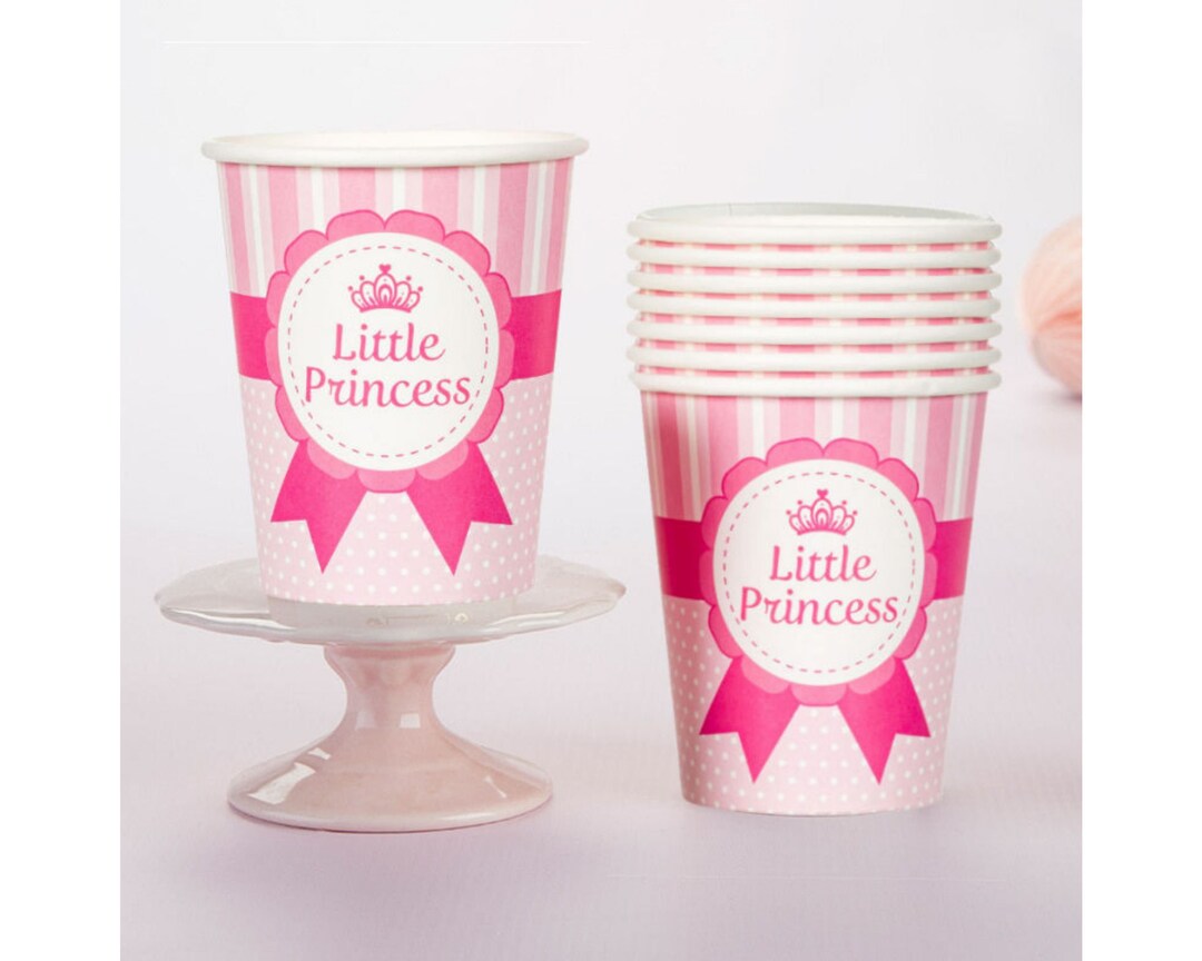 Little Princess Paper Cups Pink White First Birthday Baby Shower Party ...