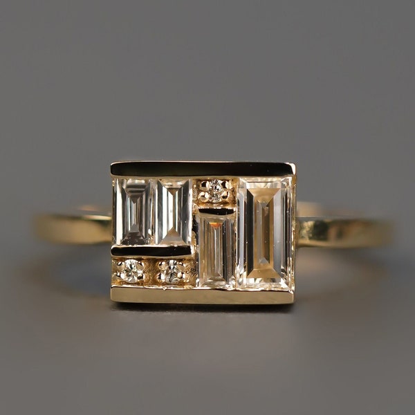 14K Gold Vintage Diamond Engagement Ring for Women Antique Art Deco Engagement Ring Gift For Her Wedding Band Promise Ring Valentina's Gift