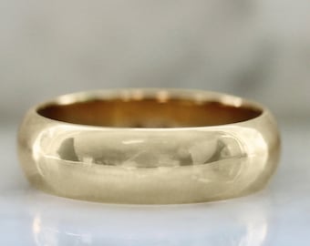 14k massivt gult guld kupolformad vigselring 6 mm guldring klassisk kupolformad komfortpassformad vigselring för män och kvinnor graverad ring personlig present