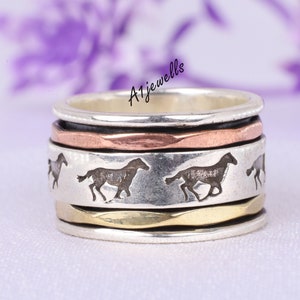 Horse Spinner Ring, Animal Spinner Ring, 925 Sterling Silver Spinner Ring, Meditation Spinner Ring, Bohemian Ring Unique ring Anxiety Ring