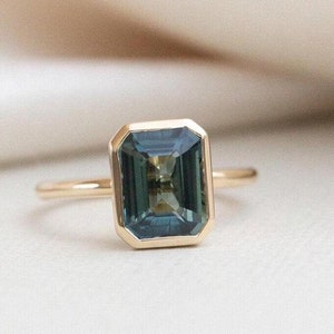 New Arwen Emerald Cut Alexandrite Engagement Ring Fantasy Ring. 14k Rose Gold Engagement Ring Alexandrite Promise Ring Birthday Gift For Her