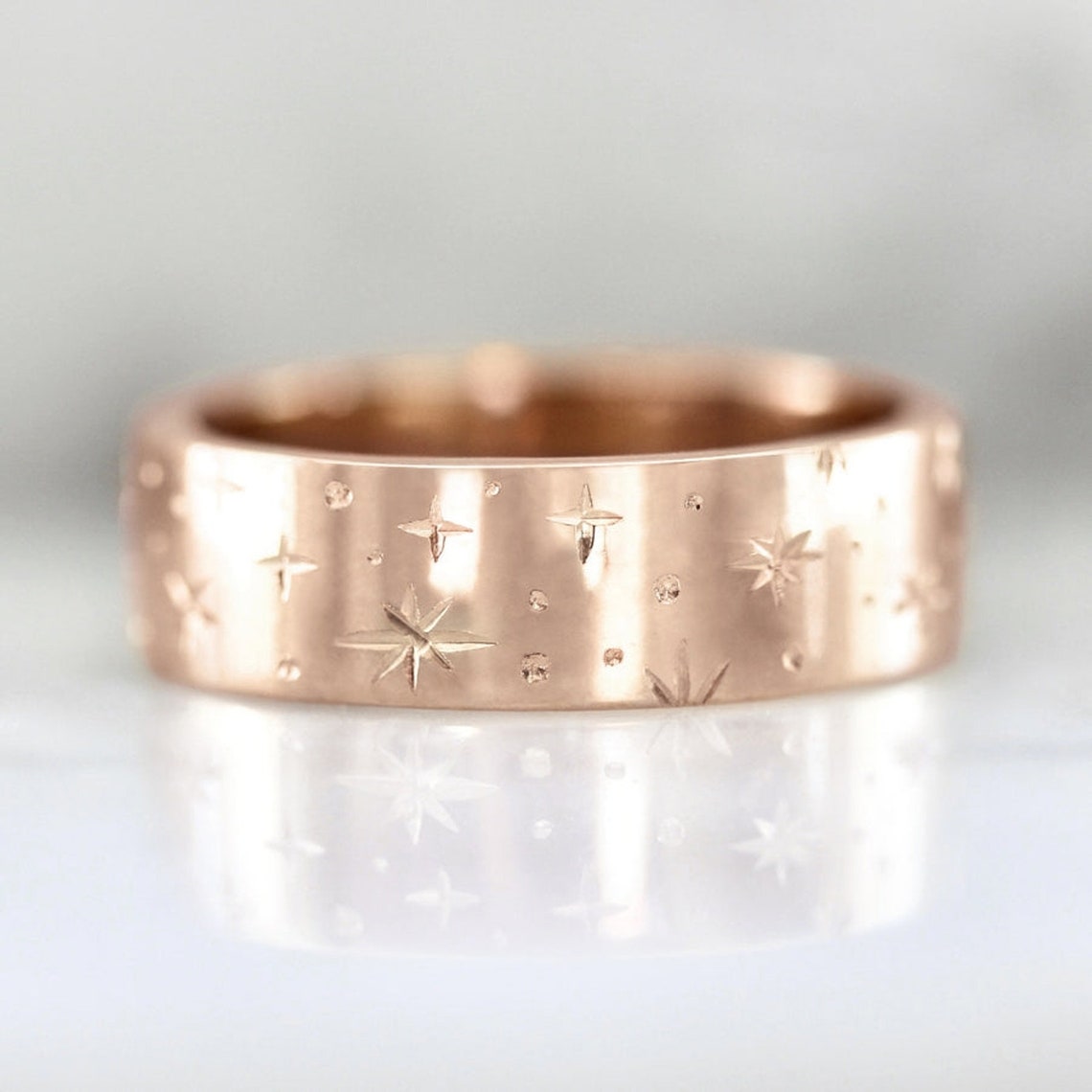 Star Engraved Ring Celestial Gold Ring Starry Ring Band Alternative ...