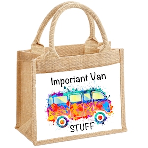 Volkswagen Campervan Blue Reusable Shopper Jute Bag - Go Shopping