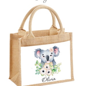Personalized Jute Bag | gift bag |  personalised shoppers bag | reusable bags | koala gift | koala shopping bag