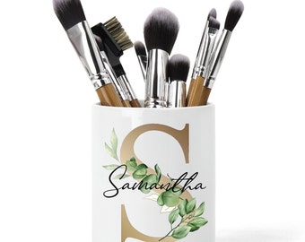 Pot à crayons en céramique personnalisé | Porte-pinceaux de maquillage, organiseur de crayons | Accessoire de bureau cadeau