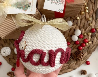Personalized Christmas ball / Christmas macrame ball with colored name