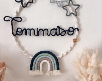 Personalized baby macrame birth bow / baby shower / puppy birth gift