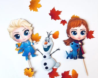Personalized Frozen Cake Topper: Anna, Elsa, Olaf Party Decor