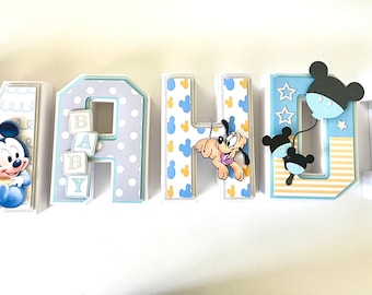 Baby Mickey Mouse 3D letters, Mickey Mouse 3D letters, Mickey Mouse Cake Topper, Baby Mickey Mouse Party Decorations