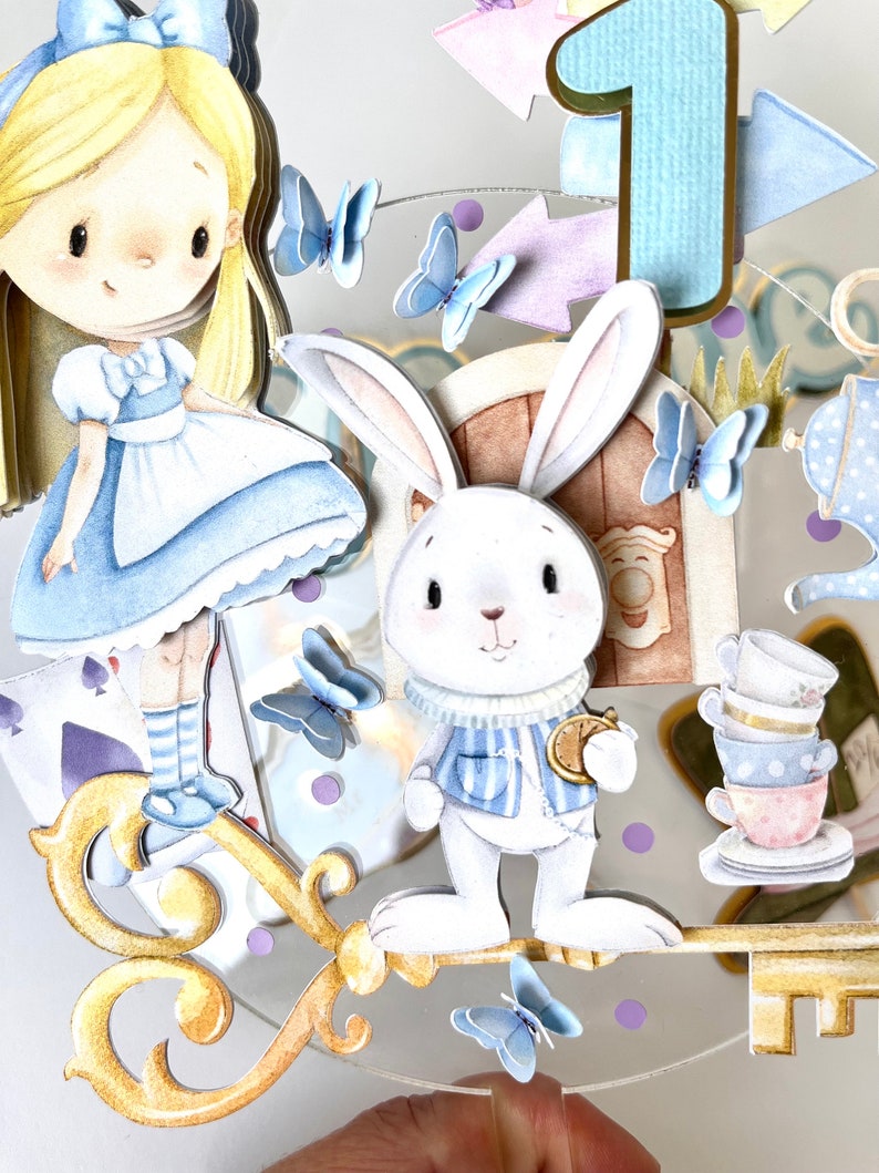 Alice nel Paese delle Meraviglie Cake Topper, Alice nel Paese delle Meraviglie Decorazioni per Feste, Compleanno di Alice nel Paese delle Meraviglie, Alice nel Paese delle Meraviglie Centrotavola immagine 6