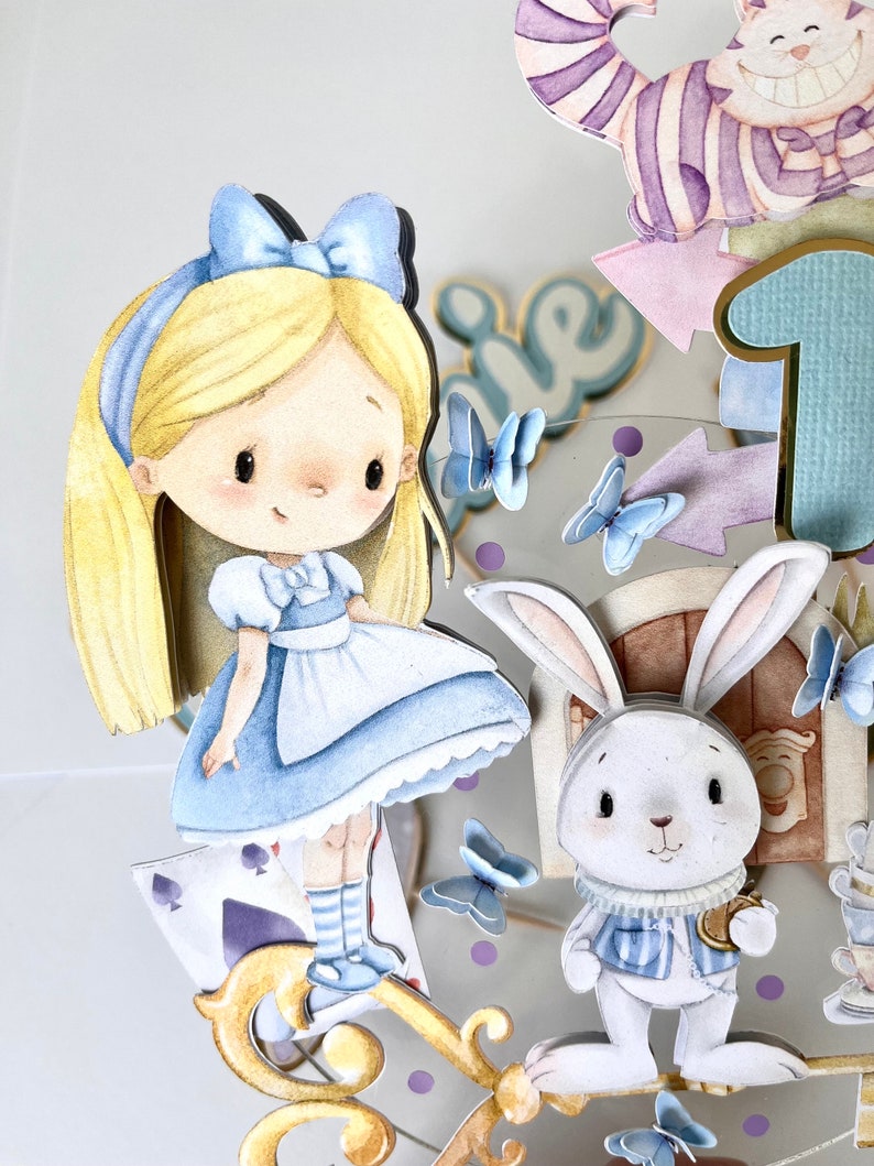 Alice nel Paese delle Meraviglie Cake Topper, Alice nel Paese delle Meraviglie Decorazioni per Feste, Compleanno di Alice nel Paese delle Meraviglie, Alice nel Paese delle Meraviglie Centrotavola immagine 5