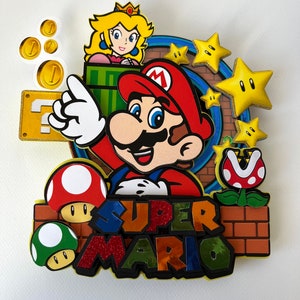 Mario Bros Cake Topper, Mario Bros Partydekoration, Mario Bros Geburtstag, Mario Bros Herzstück, Mario Bros Lieferungen, Mario Bros Candy Box