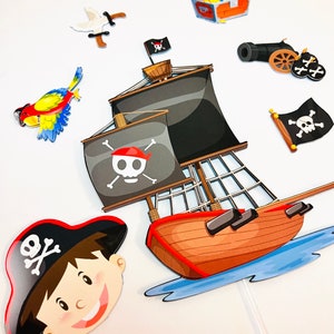 Topper per torta pirati, decorazioni per feste pirati, compleanno pirati, centrotavola pirati, forniture per feste pirati, scatola di caramelle pirati