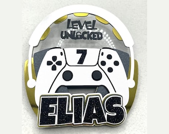 Personalized Gamer Cake Topper: Level Unlocked Birthday Party Decor