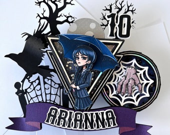 Wednesday Addams-taarttopper: gepersonaliseerde decoratie verjaardagsfeestje