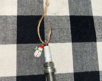 Spark Plug Ornament with Snowman charm