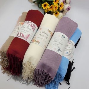 Pashmina Shawls in Various Colors, Pashminas in Bulk ,Pashmina Scarf, Bridesmaid Shawl, Wedding Favors for Guests,Bridal Shower Favor