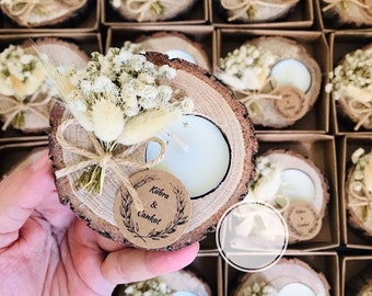 50 piezas Velas personalizadas para recuerdos de boda • Favores de boda para invitados a granel • Regalos de boda para invitados • Favores de boda rústicos • Favores de fiesta