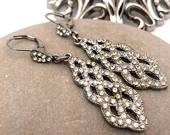 Art Deco Drop Crystal Earrings, Bridal Earrings, Statement Earrings ,Wedding Earrings, Wedding Jewellery.