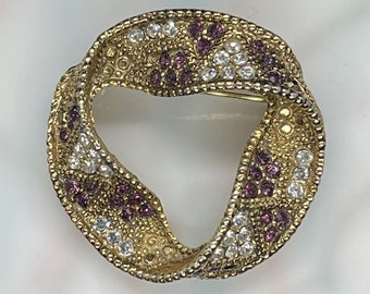 Vintage Gold Tone Eternal Circle Brooch, Pin,  Stylish Fashion costume Jewellery Brooch, Brooches
