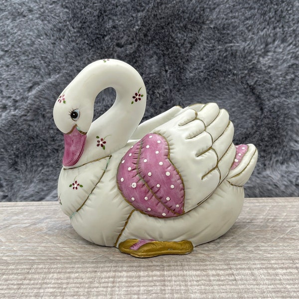 Figurine Cygne Vintage - Finition Craquelée - Déco Shelf Sitters - Sans Marque