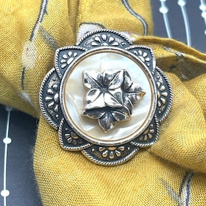 Timeless Elegance: Vintage Scarf Clip from West Germany - Floral Gold Tone Ladies Costume Jewellery
