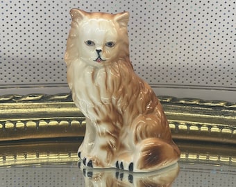 Vintage Cream White Persian Ragdoll Cat Longhair Figurine Ornament 1950s, Gift Cats