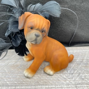 Vintage Boxer Puppy Figurine JK H706B84V Numbered~Statue~Ceramic~Porcelain~Expressive~Nice~Detail~Art~Dog Handler~Boxer~Puppy~Breeder~Gift