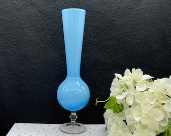 Vintage Opaline Vase - Light Blue Opaline Vase, Decorative Glass Vase, Ornamental Glass Vase, Home Decor, Retro Home, Gifts.