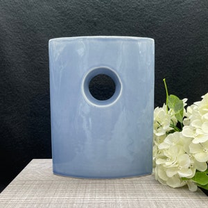 Jarrón azul jaliang vintage, jarrón de cerámica de arte moderno de mediados de siglo