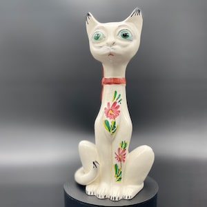 Figurine de chat vintage italienne à long cou | Décoration Mid-Century des années 1960 | ornement de chat rétro | Chat en céramique de collection | Décoration décorative