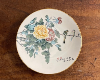 Vintage, cenas florais orientais de Staffordshire Inglaterra da placa de porcelana óssea, altamente colecionáveis