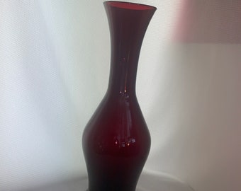 Vintage Glass Cranberry Glass Vase Vintage 1970s