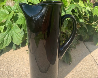 Vintage Jug Tall Dark Purple Pinched Spout Glass Jug or Ewer with Glass Handle