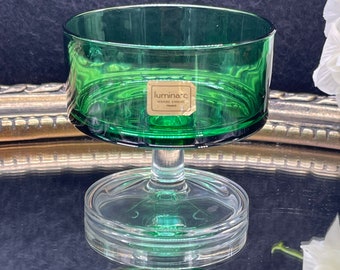 Vintage French Green Luminarc Champagne Glasses , Luminarc Dessert Cups , Retro French Glassware, Replacement Singles