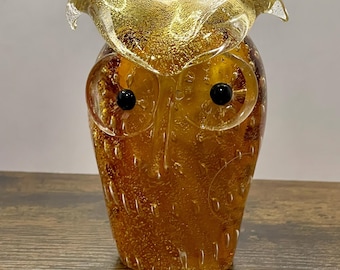 ヴィンテージ 1990 年代 ムラーノ イタリア フクロウの置物 ブルー