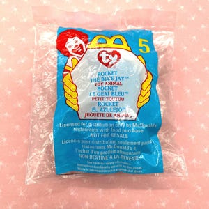 Vintage Rocket The BLUE JAY McDonald&#39;s Happy Meal Premium Tie-In With Ty Teenie Beanie Babies, Mint, Never Opened, Circa 1990&#39;s