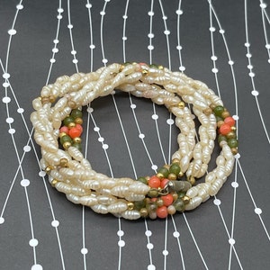 Freshwater Pearl Necklace - Faux Pearl & Bead Twisted Elegance