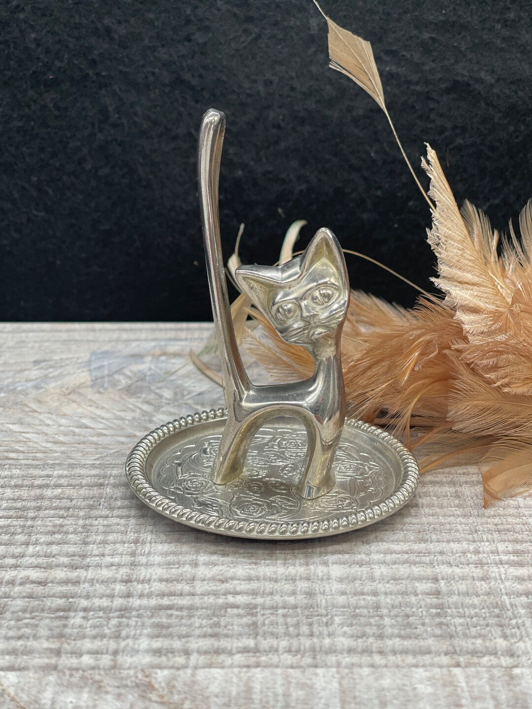 Vintage Ring Holder Kitty Jewellery Storage Metal Display Etsy