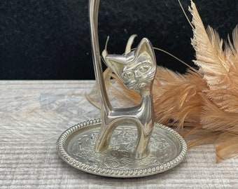 Vintage ring holder, Kitty, jewellery storage, Metal, display rings, gift idea, Cat, rings holder, gift