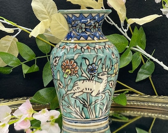 Vintage Jerusalem Jordan Hand Painted Vase, Art Pottery Vase