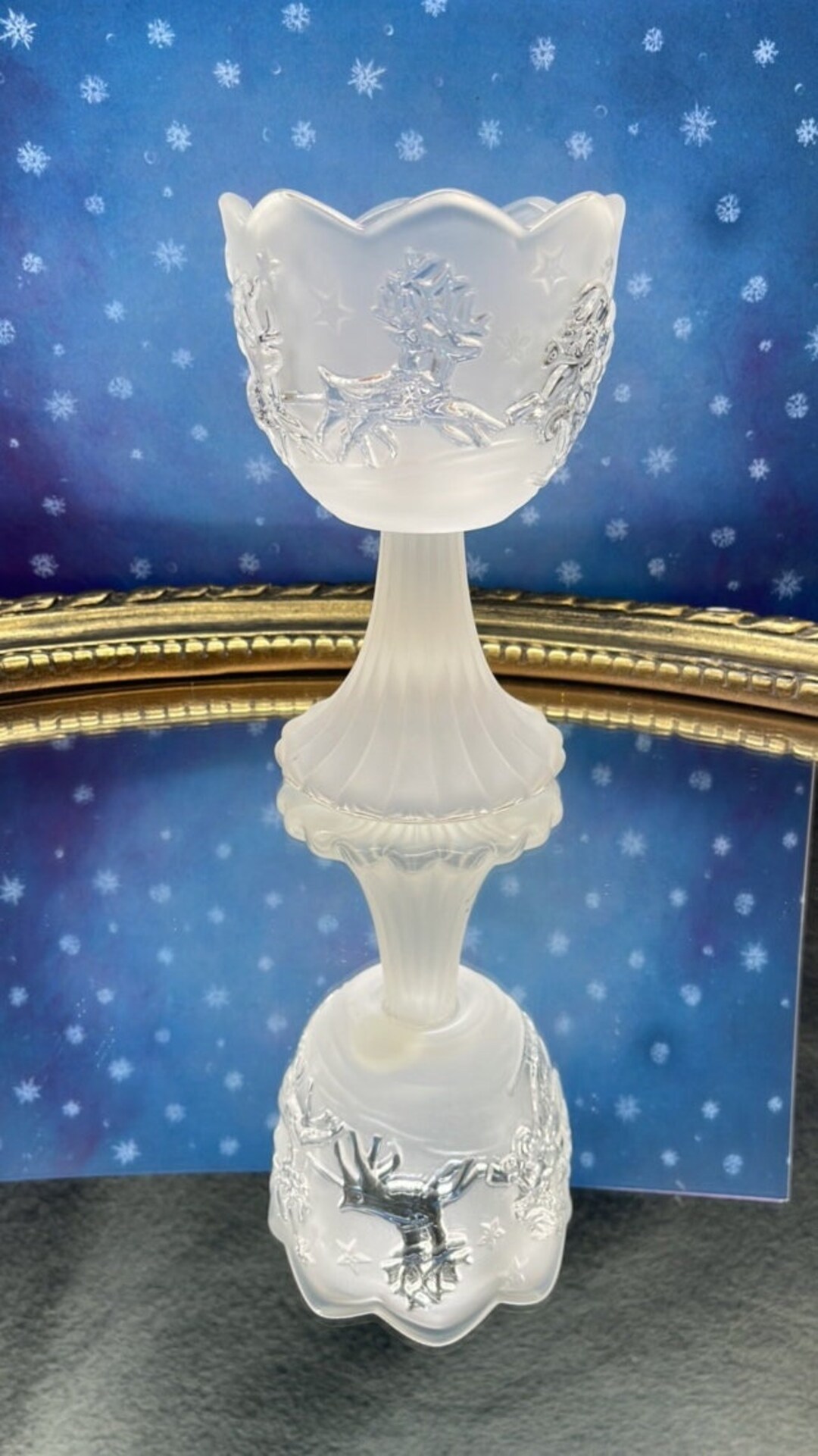 Vintage, Christmas Glass , Christmas Pedestal Dish, Christmas Serving