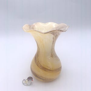 Art Glass Vase in Yellows & Tans, Hand Blown, flower Vase