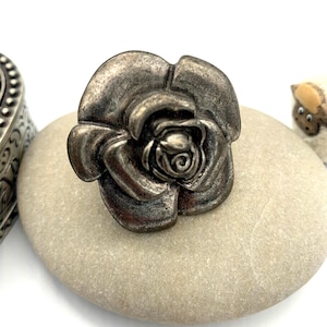 Mid-Century large Steal Flower Ring-Statement Ring