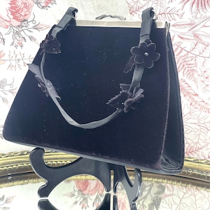 Black Velvet Bag - Opera by Richards - Velvet Handbag - Evening Bag - Vintage Clutch