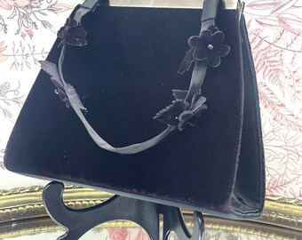 Black Velvet Bag - Opera by Richards - Velvet Handbag - Evening Bag - Vintage Clutch