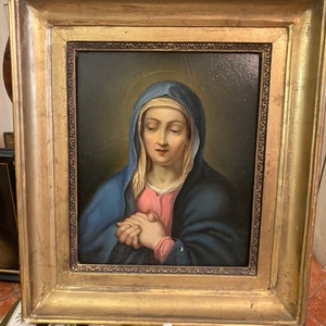 Original Excellent Saint Mary painting, 18th Century Italian Antique oil on canvas painting, religious art painting, Italian art collection